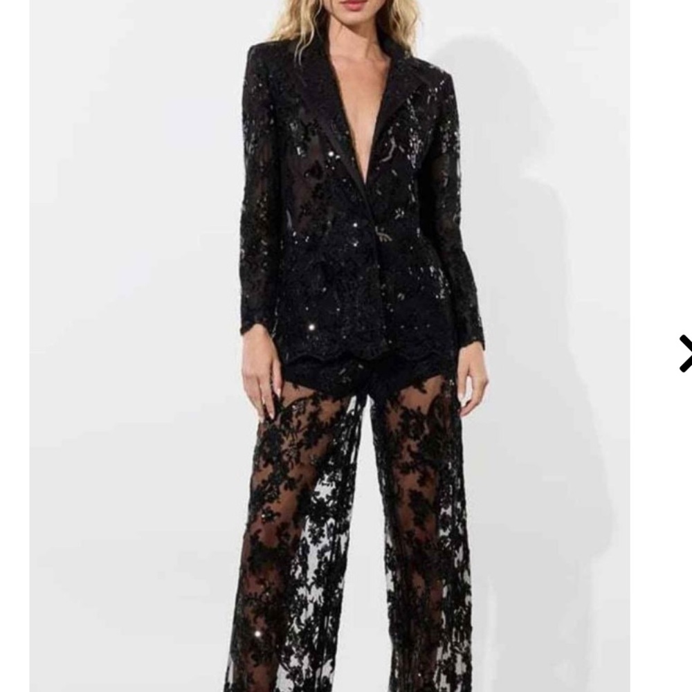 Alice and Olivia
Judith Embellished Sheer Lace Notch Collar Blazer - Picture 5 of 8